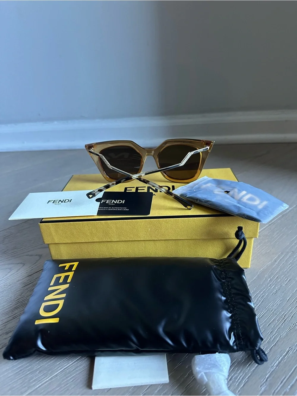 Fendi FF 0060/S Iridia Crystal Cat Eye Sunglasses Full Set Box Auth Card